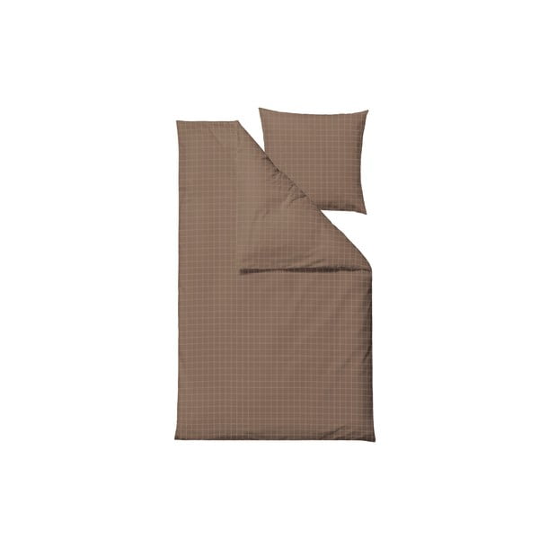 Smeđa posteljina za krevet za jednu osobu od damasta 140x200 cm Clear – Södahl-image-1