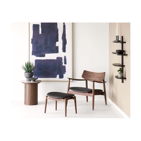 Crna polica s više razina od punog hrasta 80 cm Aliano – House Nordic-image-3