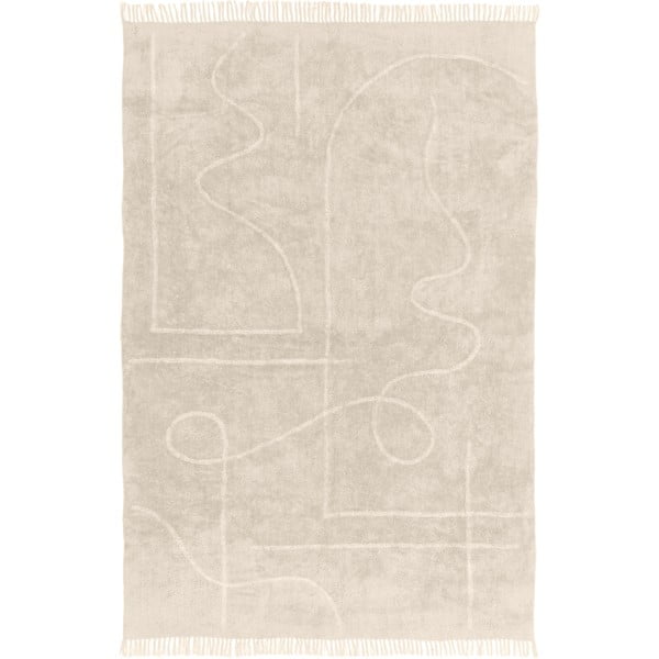 Bež ručno tkani pamučni tepih Westwing Collection Lines, 200 x 300 cm