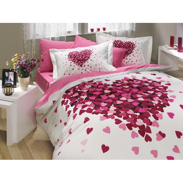 Posteljina za bračni krevet s pamučnim čaršafom Juana Lilac, 200 x 220 cm