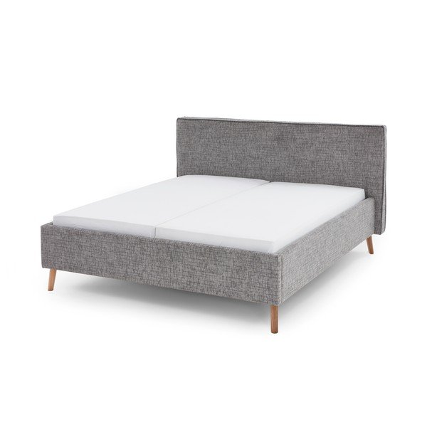 Sivi tapecirani bračni krevet s prostorom za odlaganje s podnicom 160x200 cm Riva – Meise Möbel