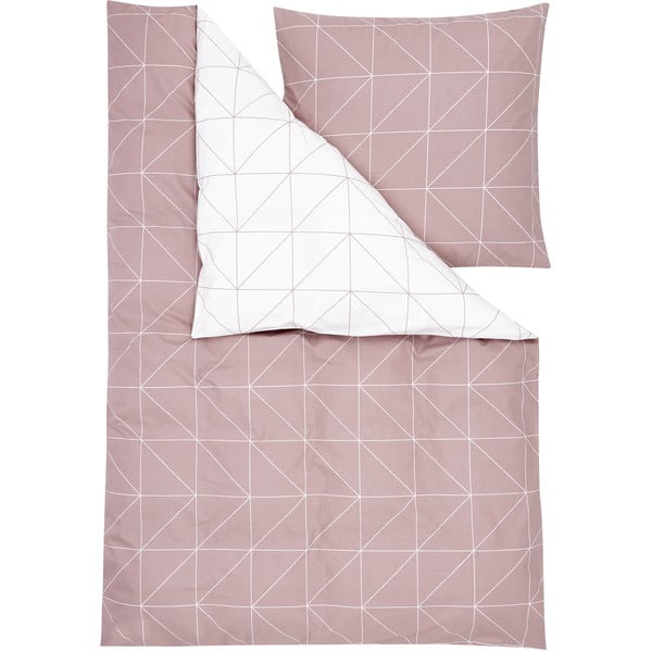 Ružičasto-bijela pamučna posteljina od 46, 135 x 200 cm