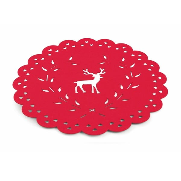Crvena božićna postavka stola Villa d&#39;Este XMAS Tovaglietta Rossa Tonda Renna, ⌀ 40 cm