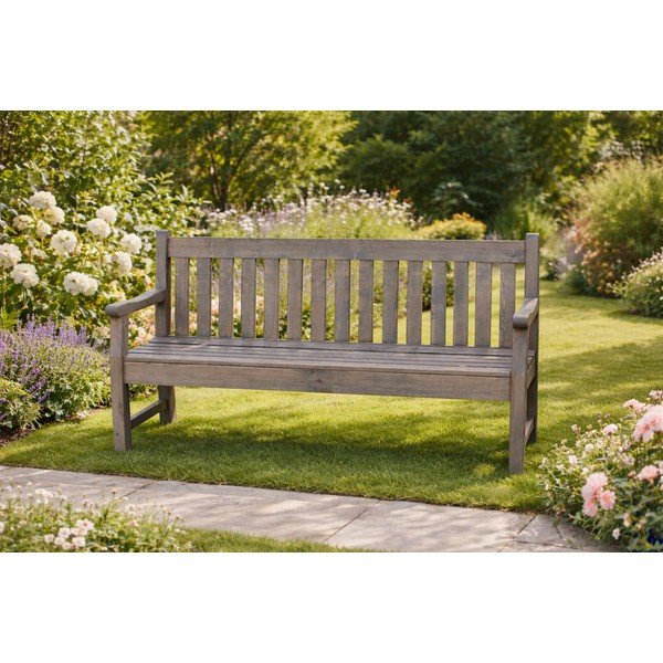 Siva drvena vrtna klupa London - Rojaplast-image-1