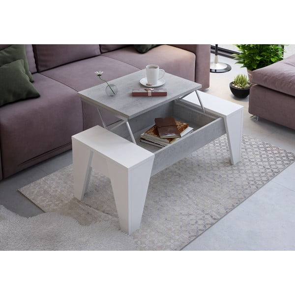 Sivo-bijeli stolić za kavu sa sklopivom pločom Tomasucci James-image-1