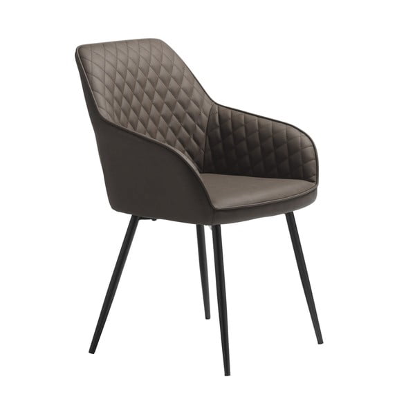 Smeđa podstavljena blagovaonska stolica s naslonima za ruke Milton – Unique Furniture