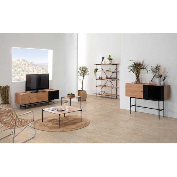 Polica za knjige u hrastovom drvu s crnim detaljima Marckeric Amina-image-3