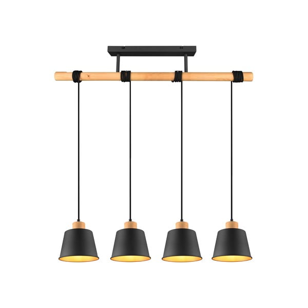 Crna/u prirodnoj boji viseća svjetiljka s metalnim sjenilom ø 18 cm Harris – Trio