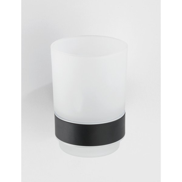 Mat crna staklena zidna čaša za četkice za zube Bosio – Wenko-image-1