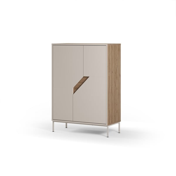 Krem/u prirodnoj boji komoda u dekoru hrasta 85x120x40 cm Lilou – Marckeric-image-4