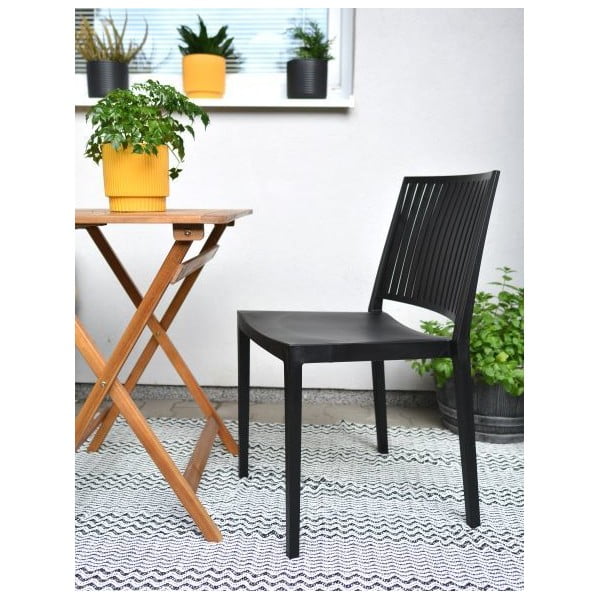 Crna plastična vrtna stolica Bars - Rojaplast-image-1