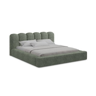 Zeleni tapecirani bračni krevet s prostorom za odlaganje s podnicom 180x200 cm Mano – Makamii