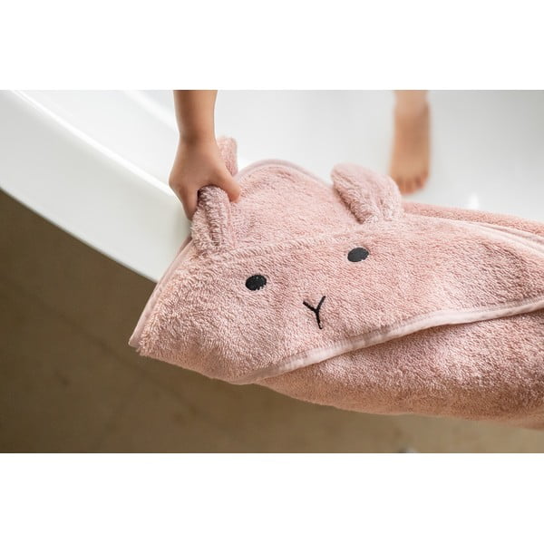 Ružičasti/smeđi pamučan dječji ručnik s kapuljačom 75x75 cm Rabbit – Kindsgut-image-4