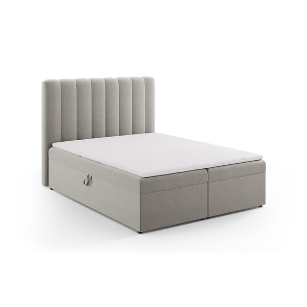 Sivi boxspring krevet s prostorom za pohranu 160x200 cm Gina – Milo Casa