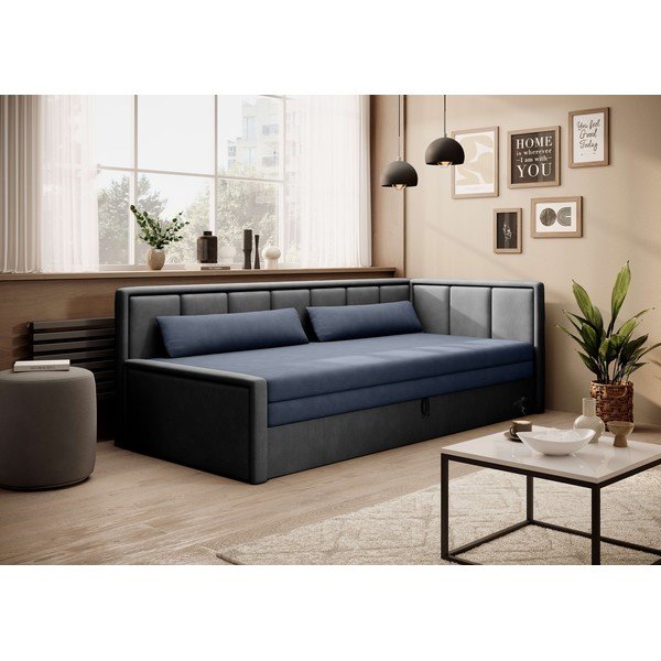 Plava/siva sklopiva/s prostorom za odlaganje sofa od šenila 214 cm Fulgeo – ELTAP-image-1