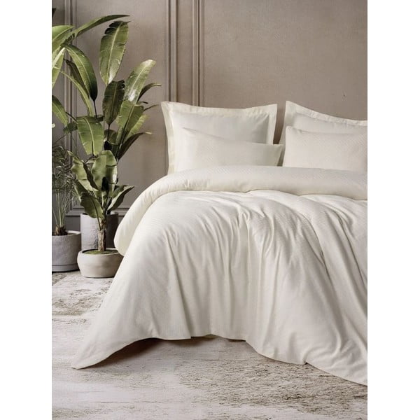 Bež posteljina za krevet za jednu osobu od renforce pamuka 140x200 cm Checkered – Mila Home Luxury