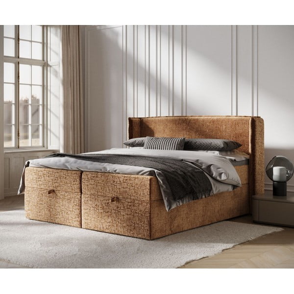 Narančasti boxspring krevet s prostorom za pohranu 160x200 cm Passion – Maison de Rêve-image-1