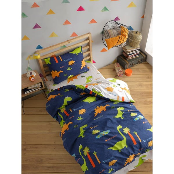 Plava dječja posteljina za krevet za jednu osobu 140x200 cm Dinolar – Mijolnir