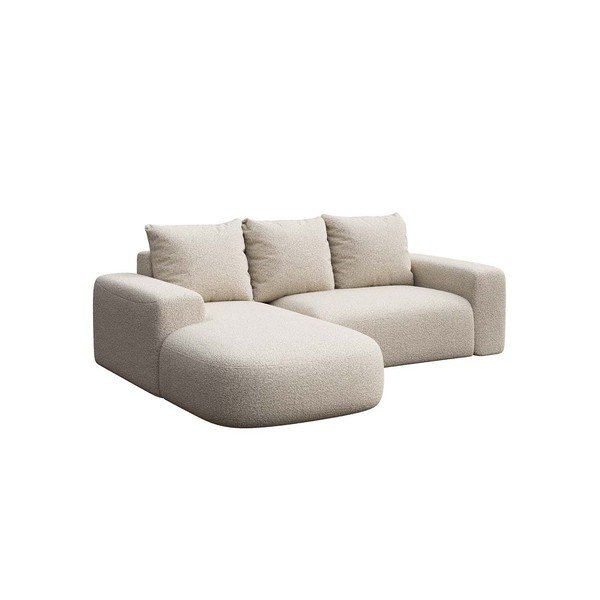 Krem kutna garnitura od bouclé tkanine (s lijevim kutom) Feiro – MESONICA-image-2