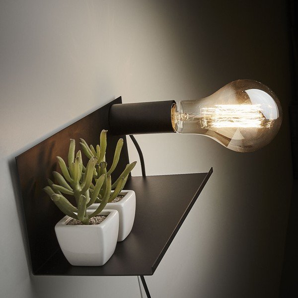 Crna zidna lampa s policom Hannah - Kave Home-image-2