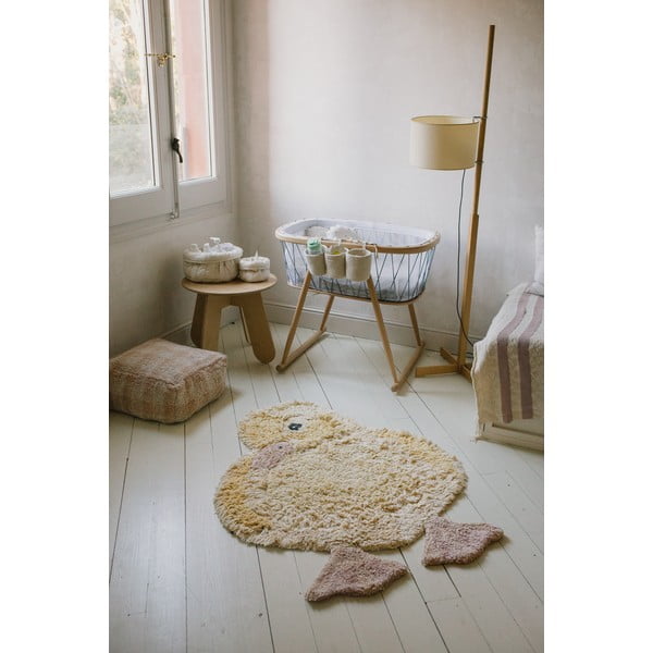 Žuti  periv/ručno rađen pamučan dječji tepih 95x120 cm Ducky – Lorena Canals-image-1