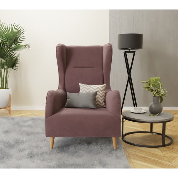 Ružičasta baršunasta wing fotelja Carole – Ropez-image-3