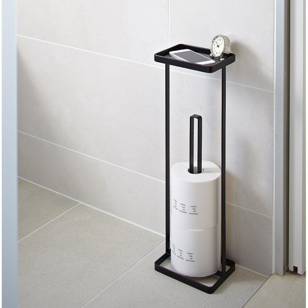 Crni dispenzer za toaletni papir s policom YAMAZAKI Tower-image-1