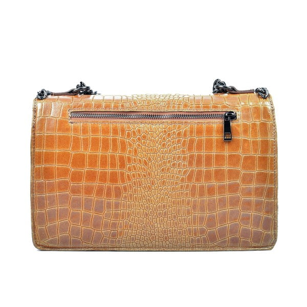 Konjak smeđa kožna torbica Carla Ferreri Chain-image-1