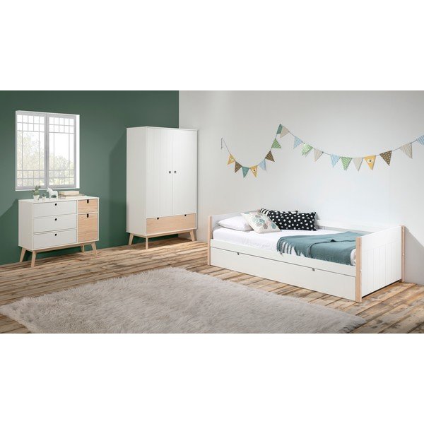 Bijeli dječji ormar s nogama od borovog drva Marckeric Kiara-image-1