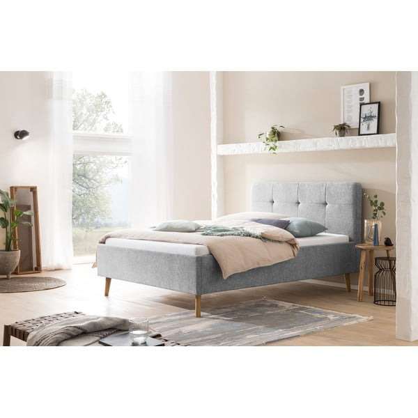 Svijetlo sivi tapecirani bračni krevet bez podnice 140x200 cm Smart – Meise Möbel-image-1