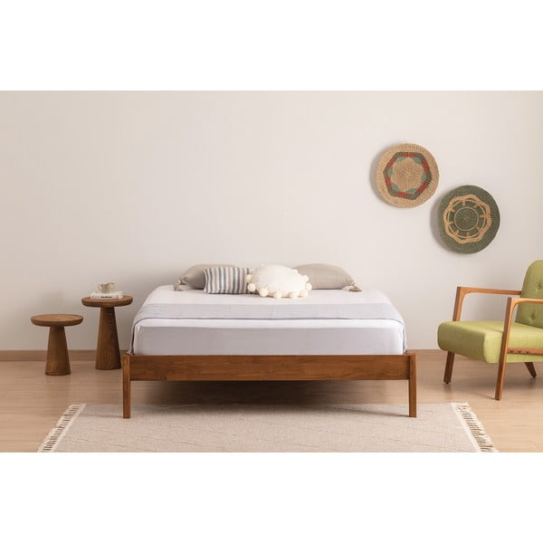 Bračni krevet od masivne smreke s podnicom 180x200 cm u prirodnoj boji/tamno smeđi Galaksi – Kalune Design-image-2