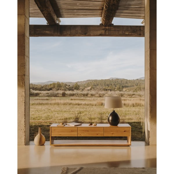 Crno-bijela stolna lampa s tekstilnim sjenilom (visina 72 cm) Foixa – Kave Home-image-2