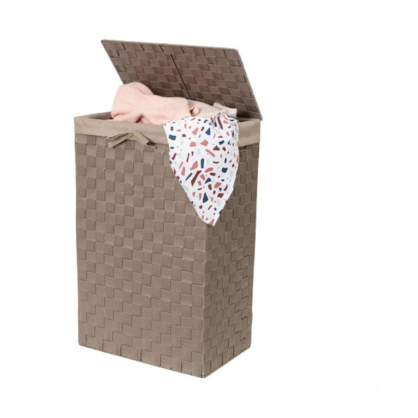 Smeđa košara za rublje s poklopcem Compactor Košara za rublje Linen, visina 60 cm-image-2