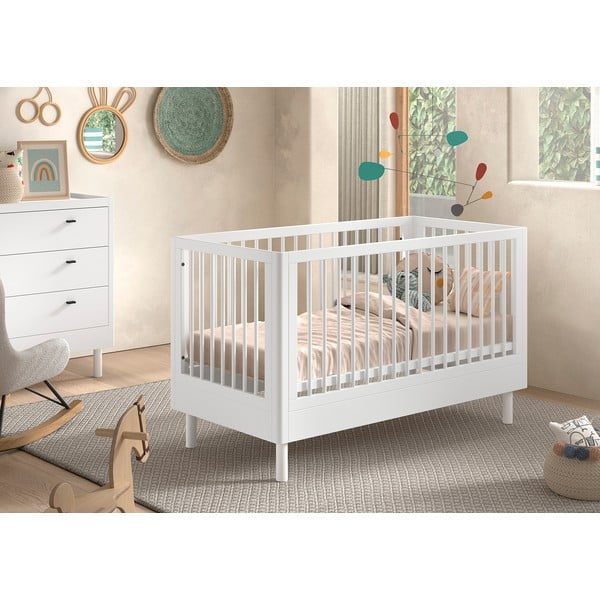 Bijeli dječji krevet od masivne bukve 70x140 cm Forrest – Vipack-image-1