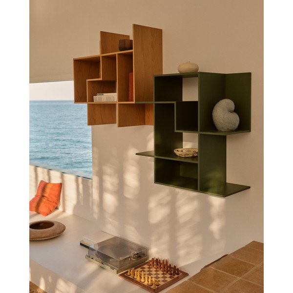 Zeleni modularni sustav polica 80x80x25 cm Ina – Kave Home-image-1