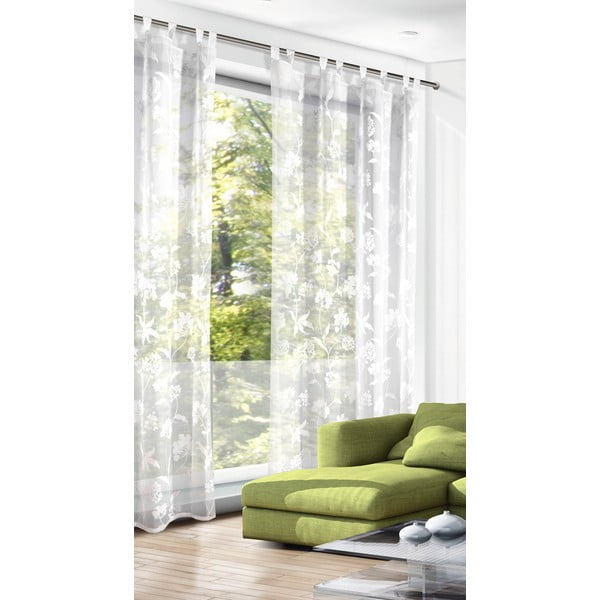 Bijela prozirna zavjesa od voila 135x245 cm Flowers – Sehlbach-image-1