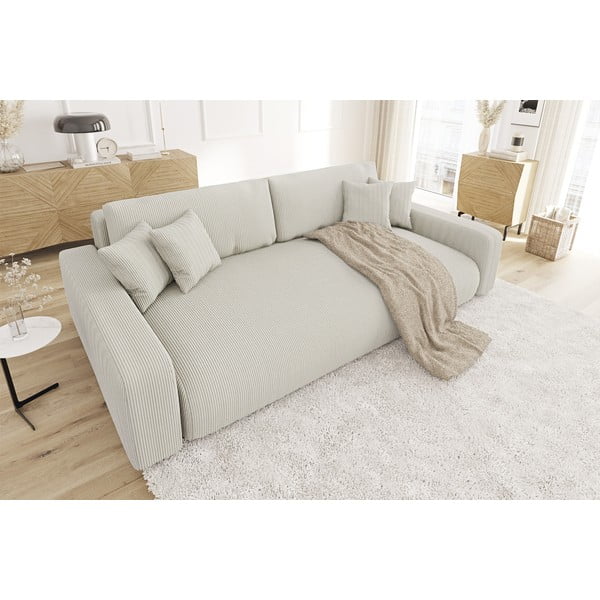 Krem sklopiva/s prostorom za odlaganje sofa od samta 234 cm Sara – Ropez-image-3