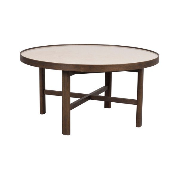 Tamno smeđi okrugao stolić za kavu s keramičkom daskom 90x90 cm Marsden – Rowico-image-2