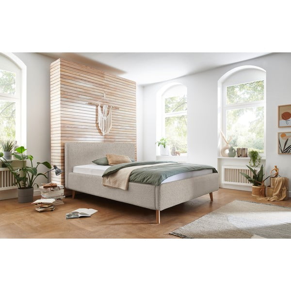 Bež tapecirani bračni krevet bez podnice 180x200 cm Mattis – Meise Möbel-image-1