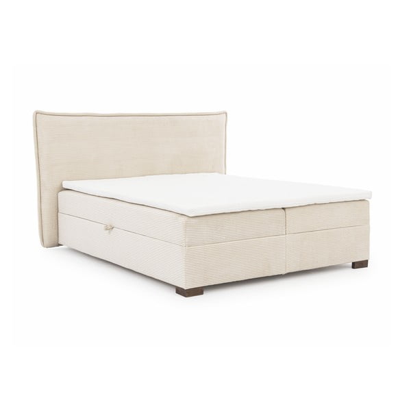 Bež boxspring krevet s prostorom za odlaganje 160x200 cm Lysa – Ropez