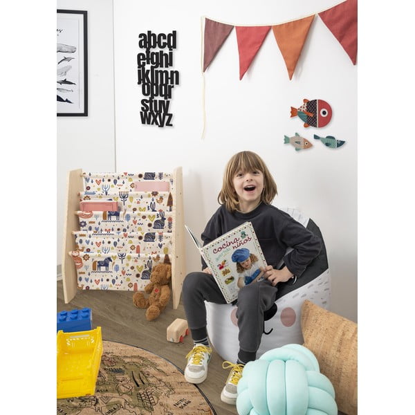 Dječji regal za knjige od bež tkanine 60x70 cm Nordic - Folkifreckles-image-1