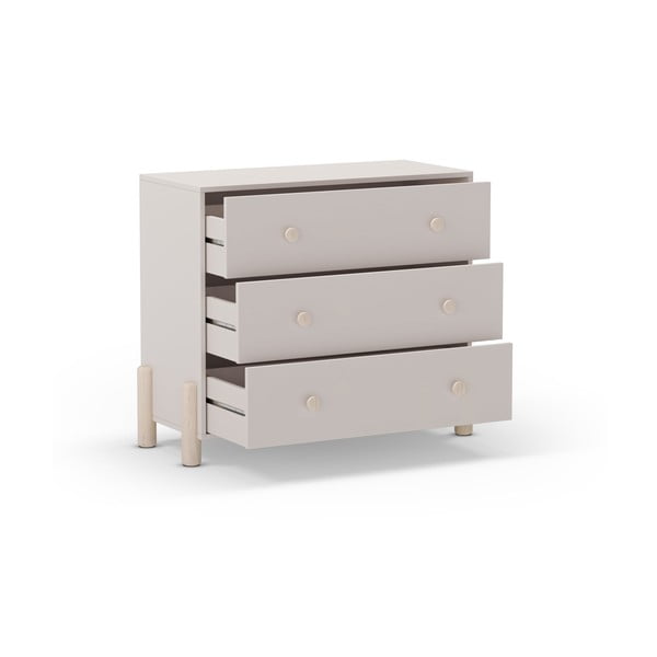 Krem niska dječja komoda od masivnog bora 90x80 cm Enola – Marckeric-image-4