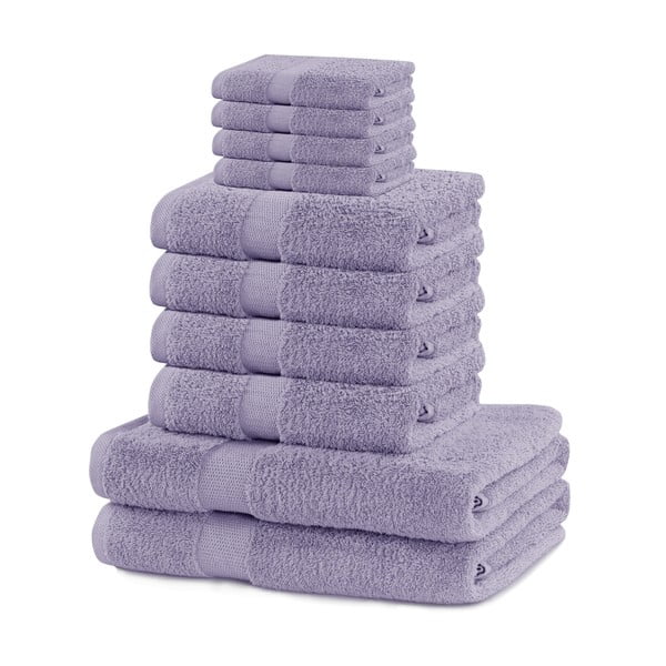 Pamučni set ručnika 10 kom od frotira u boji lavande Marina – Restilo