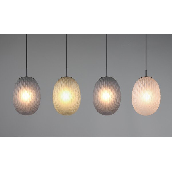 Mat crna viseća svjetiljka sa staklenim sjenilom Facette – Trio-image-1