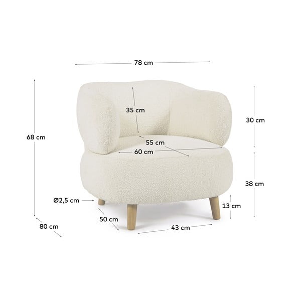 Bijela fotelja Luisa - Kave Home-image-4