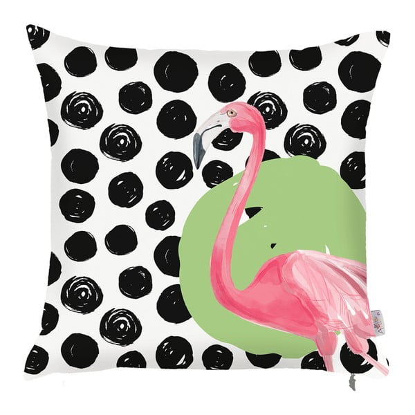 Crno-bijela navlaka za jastuk Mike &amp; Co. NEW YORK Dots Flamingo, 43 x 43 cm