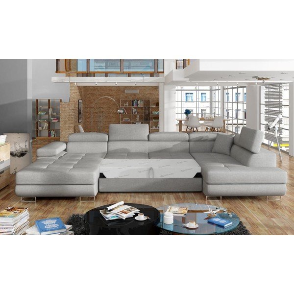 Svijetlo siva sklopiva/s prostorom za odlaganje kutna garnitura (s desnim kutom/u obliku slova "U") Rodrigo – ELTAP-image-2