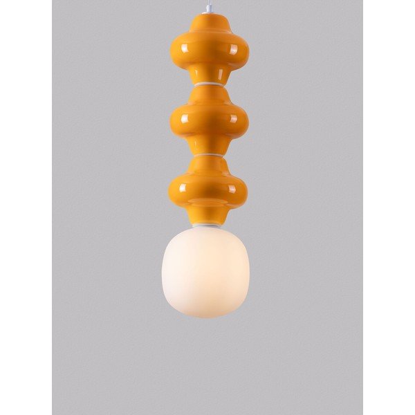Bijela/narančasta viseća svjetiljka keramička sa staklenim sjenilom ø 18 cm Clio – Nova Luce-image-1