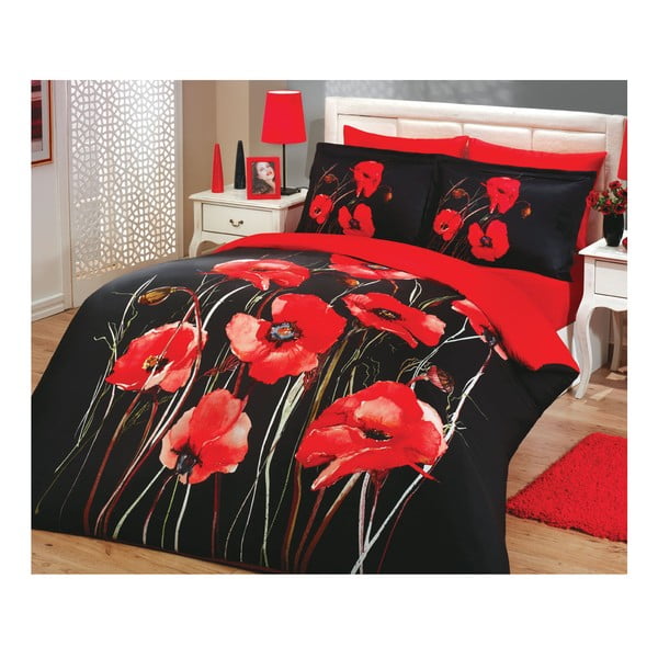 Posteljina za bračni krevet Eliza Black, 200x220 cm