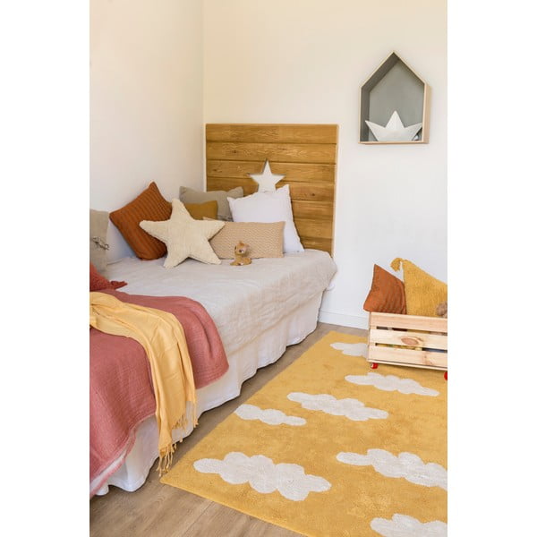 Senf žuti periv/ručno rađen pamučan dječji tepih 120x160 cm Clouds Mustard – Lorena Canals-image-4